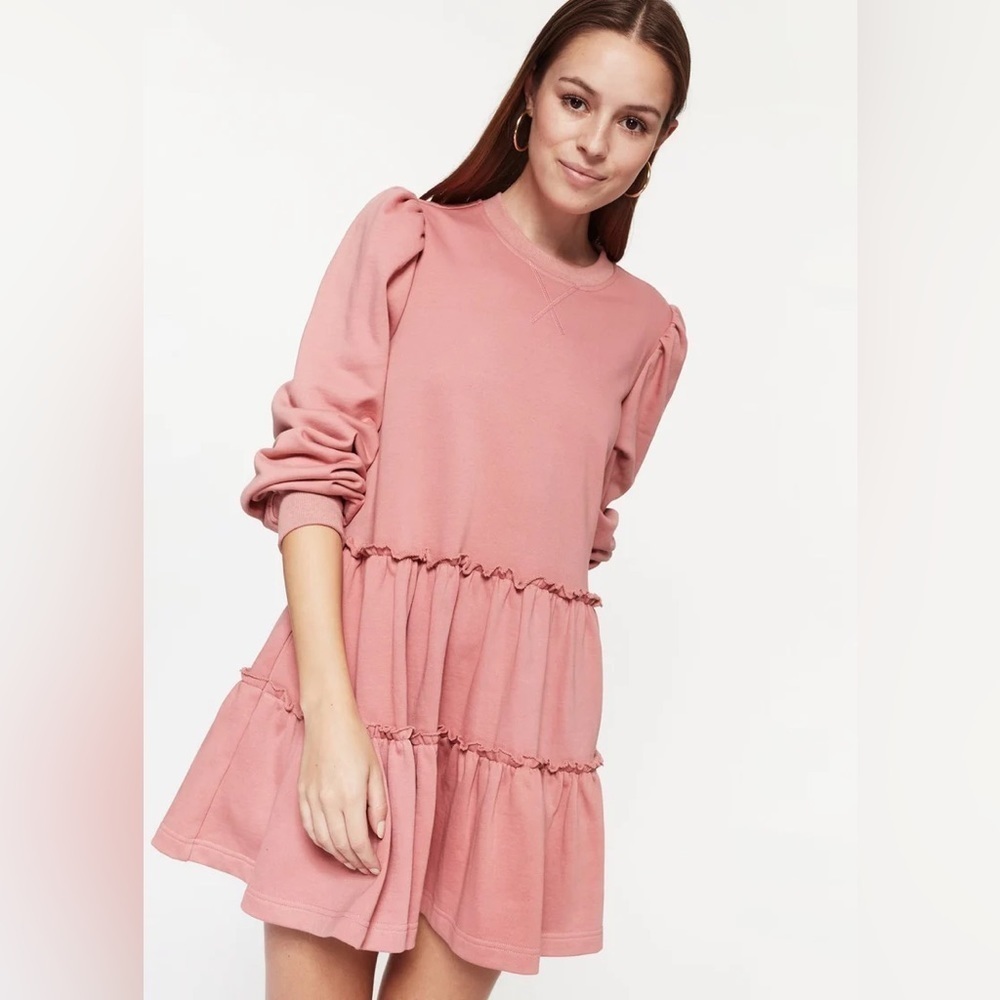 🎀 CAMI NYC pink sweatshirt long sleeve pink dress xs